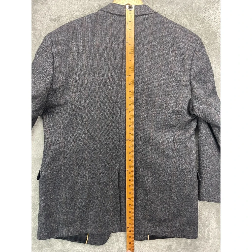 Hart Schaffner Marx Men's Tweed Wool Blazer 44R Gray‎ Herringbone Sport Coat